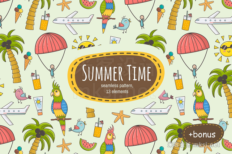 png素材 Summer Time pattern & clipart