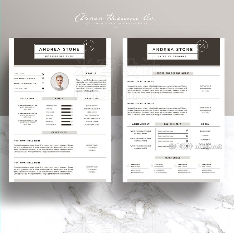 png素材 Resume Template 3 Page Pack Brown