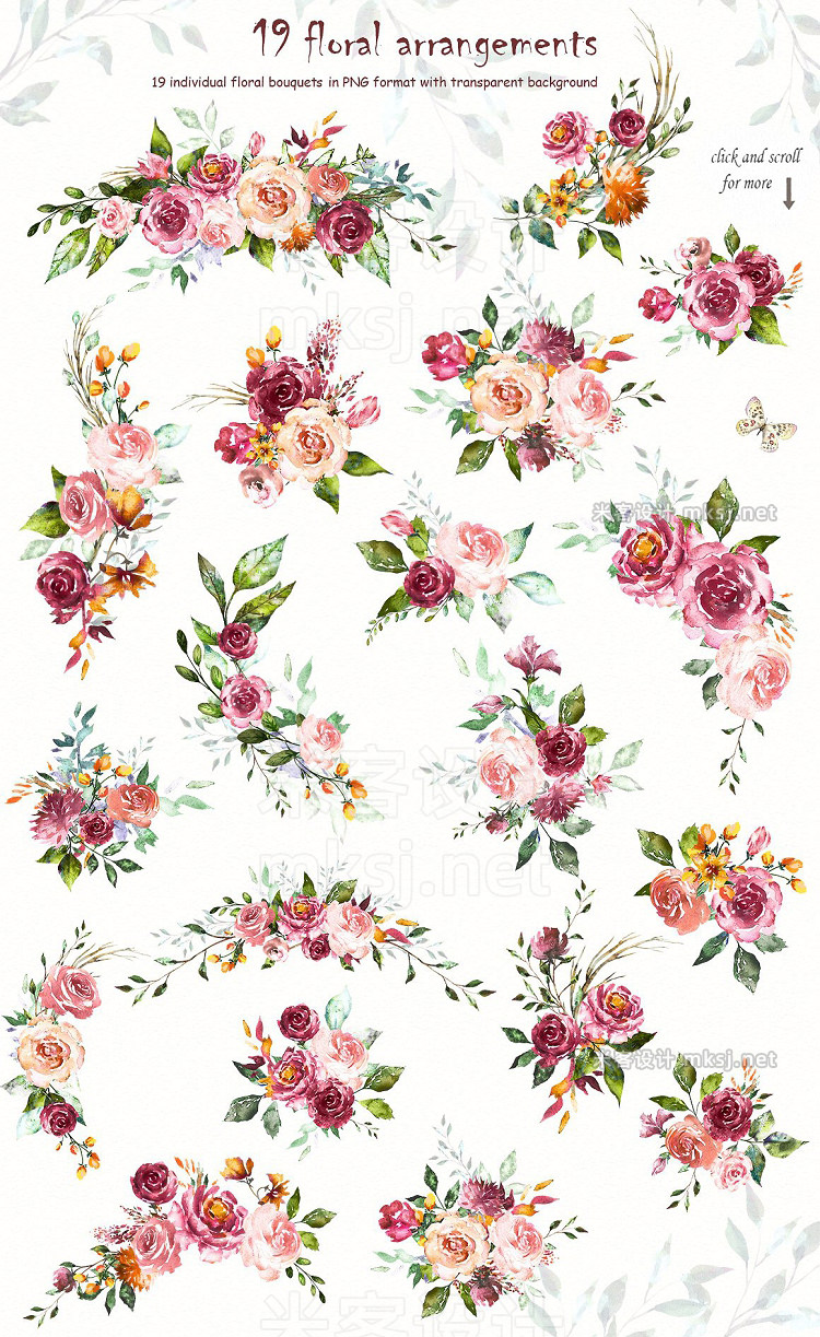 png素材 Watercolor Flower Clipart Design set