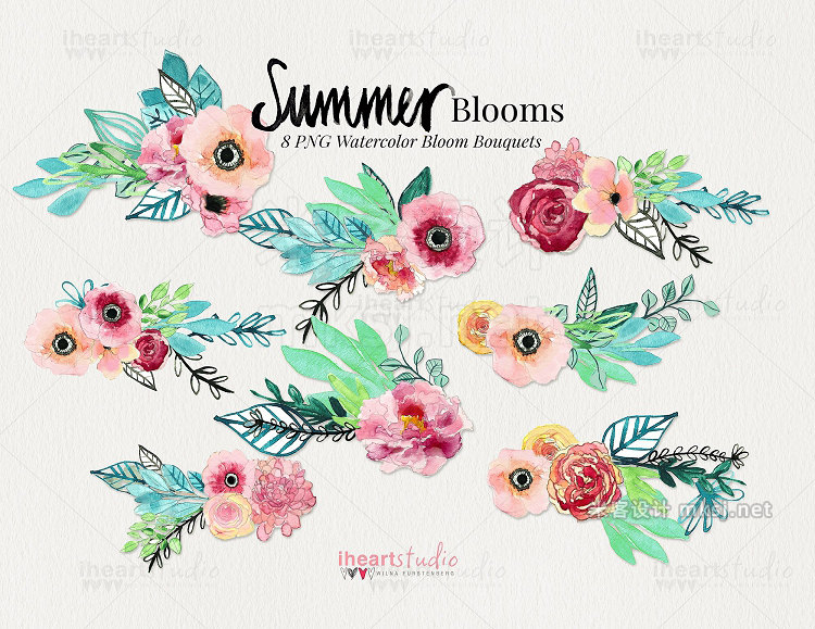 png素材 Summer Blooms Watercolors