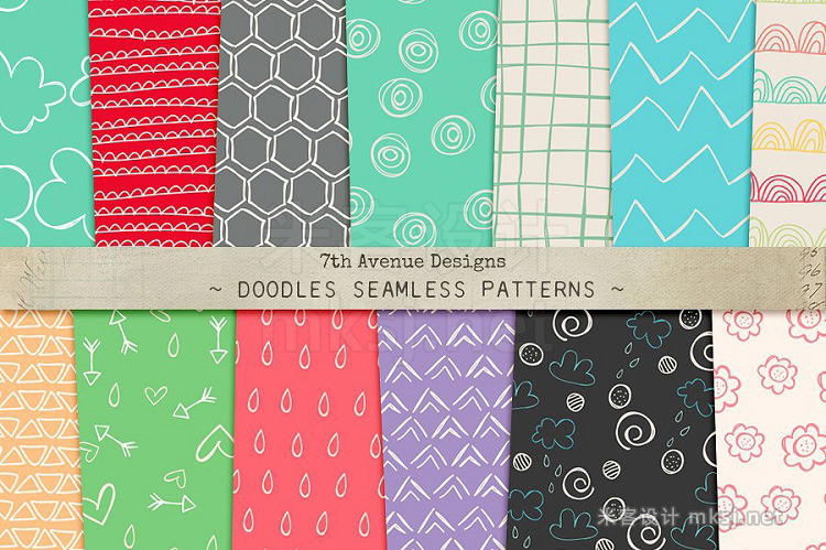 png素材 Doodles Seamless Patterns