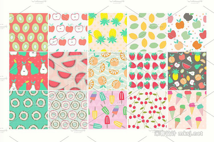png素材 Food and Drink Seamless Patterns