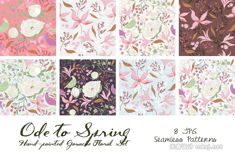 png素材 Ode to Spring- Gouache Floral Set