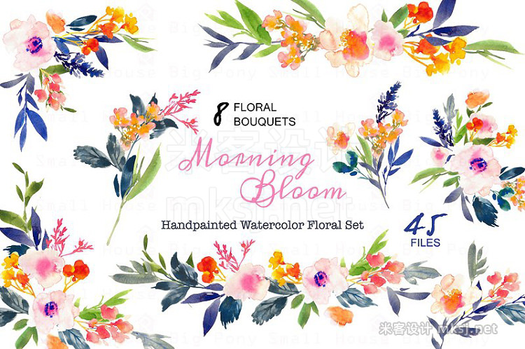 png素材 Morning Bloom-Watercolor Floral Set