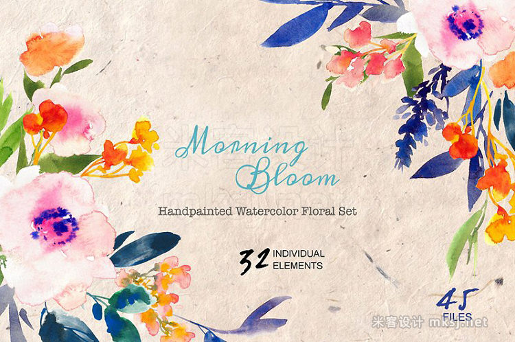 png素材 Morning Bloom-Watercolor Floral Set