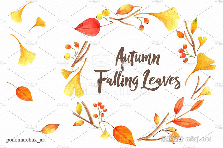 png素材 Autumn falling leaves