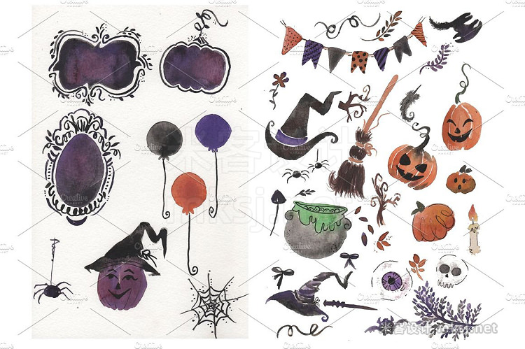 png素材 Halloween Watercolor set