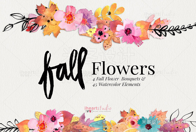 png素材 Fall Flower Watercolors