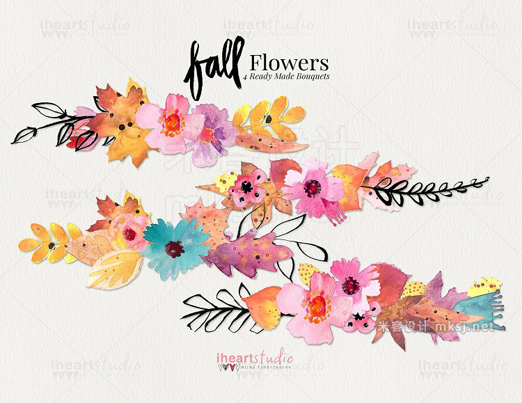 png素材 Fall Flower Watercolors