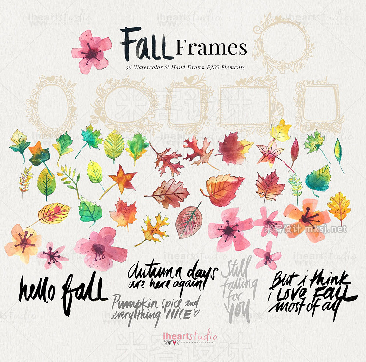 png素材 Fall Frames Watercolors