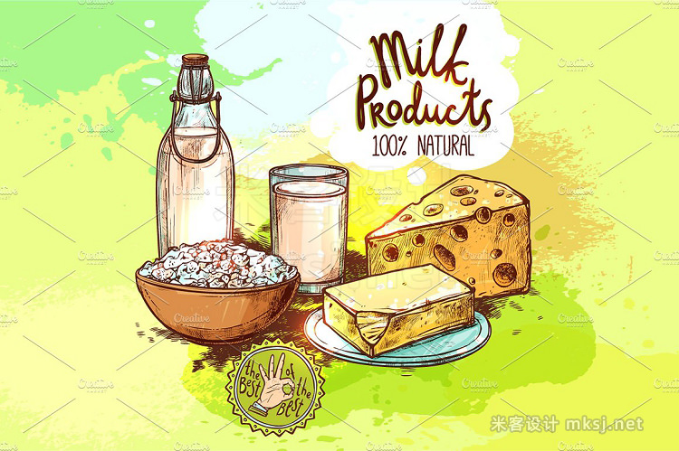 png素材 Milk Products Sketch Set
