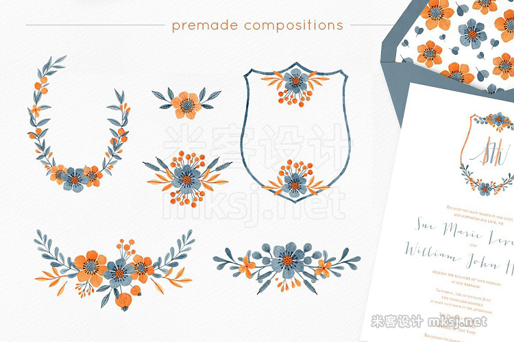 png素材 Floral Watercolor Graphics Bundle