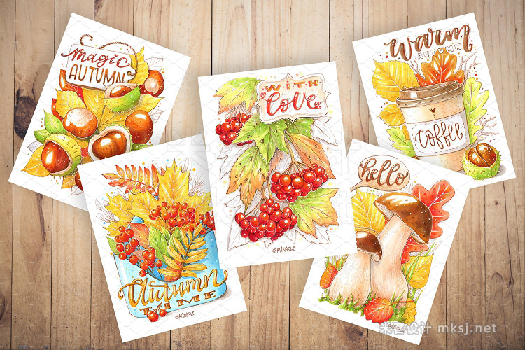 png素材 Set of autumn illustrations