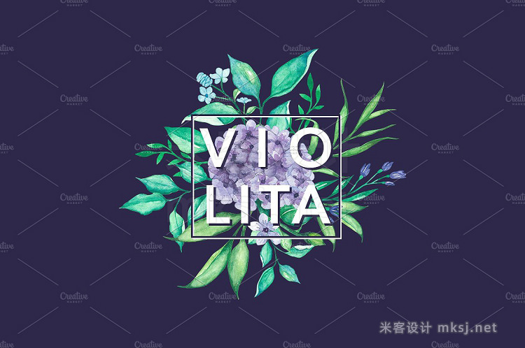 png素材 VIOLITA Floral Design Set Watercolor