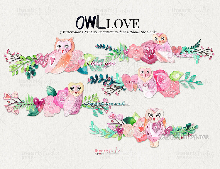 png素材 OWL Love Watercolors