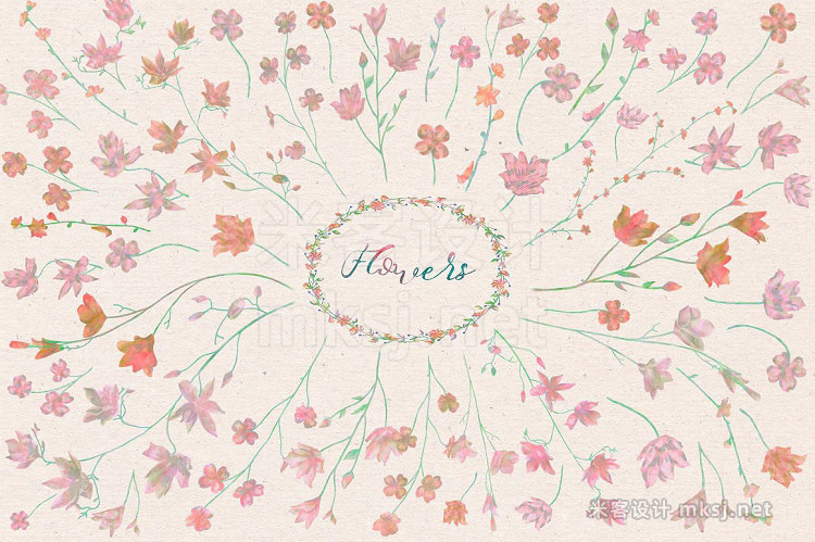 png素材 150 Watercolor FloralsBonus