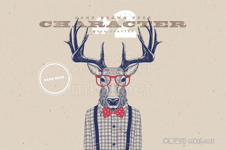 png素材 Hipster Deer Characters