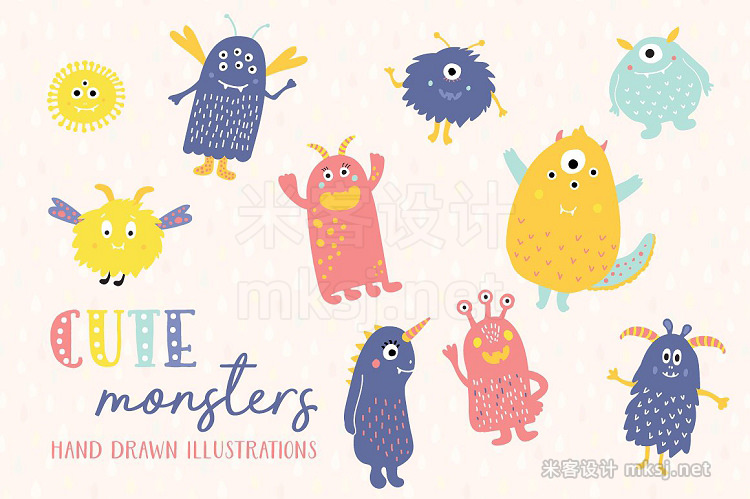 png素材 Cute Monsters Patterns