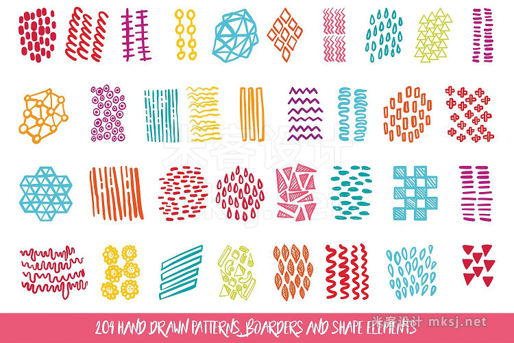 png素材 204 Hand Drawn Doodles 56 Patterns