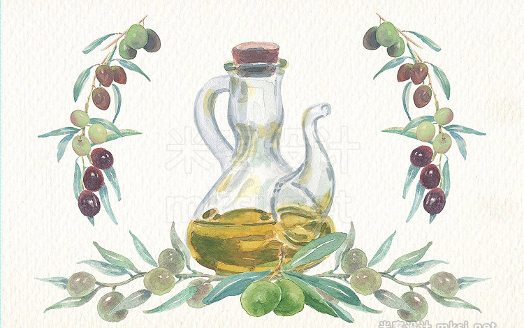 png素材 Watercolor olive oil clipart