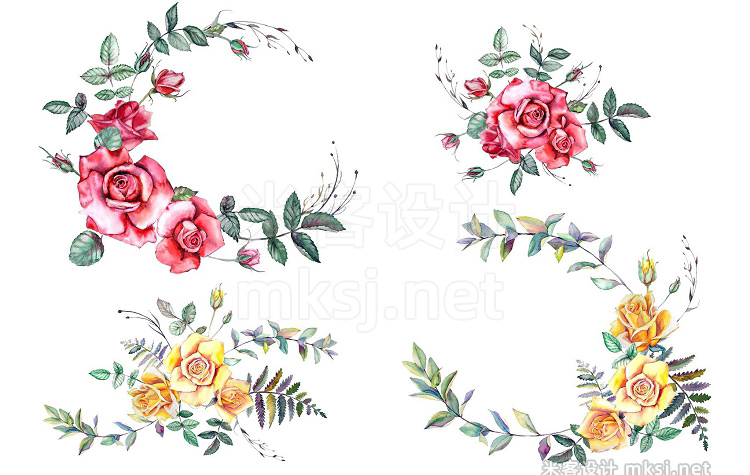 png素材 Watercolor Flowers Clipart - Roses