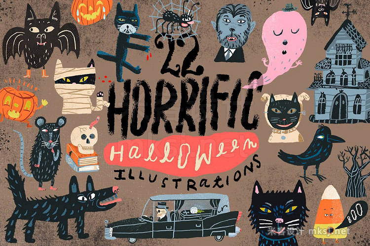 png素材 22 Horrific Halloween Illustrations