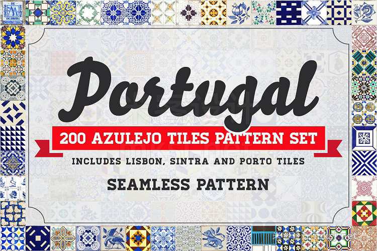 png素材 200 Seamless Portugal Azulejo Tiles