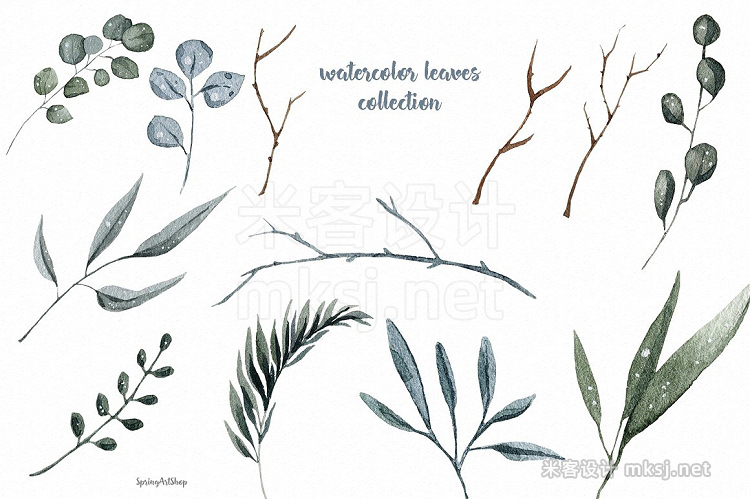 png素材 Watercolor Clipart Green Leaf