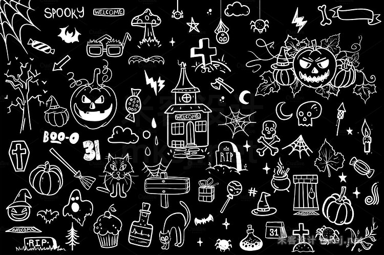 png素材 Halloween Doodle Set