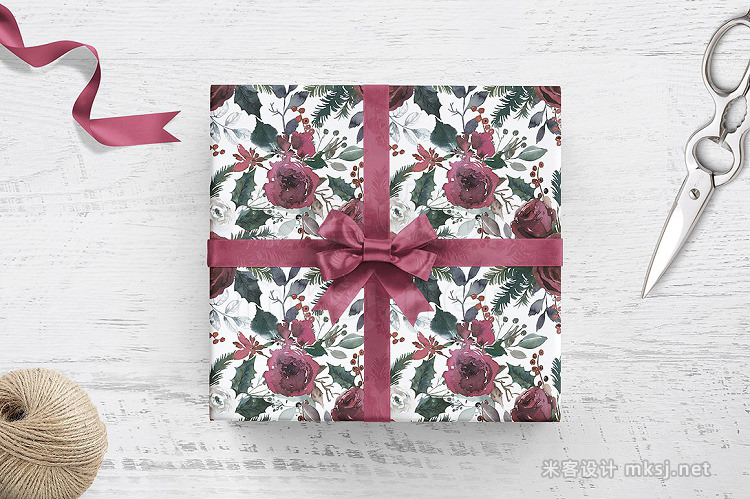 png素材 Christmas Watercolor Flowers Clipart
