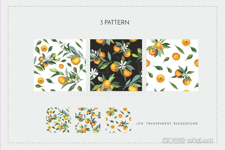 png素材 Watercolor branch tangerine