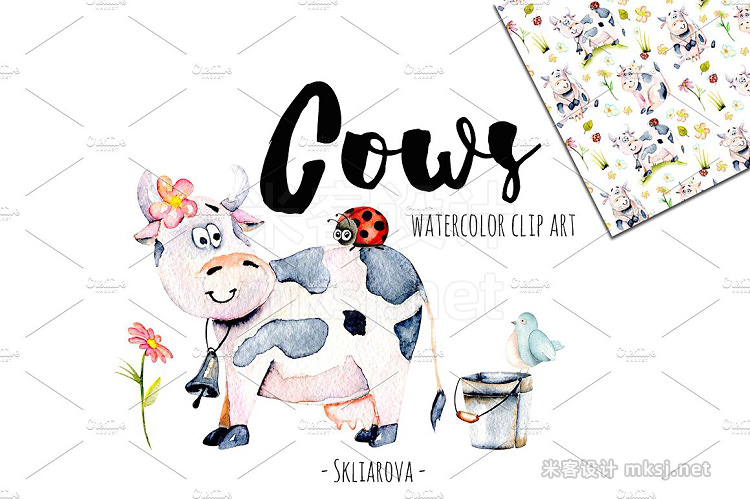 png素材 Cows Watercolor clipart