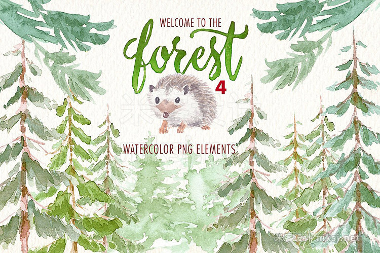 png素材 watercolor in the forest clipart