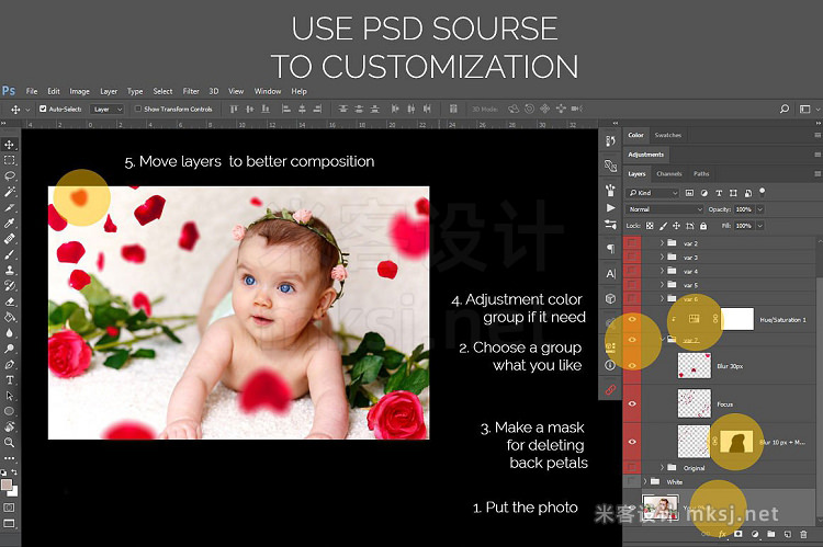 png素材 21 Rose Petal Photoshop Overlays
