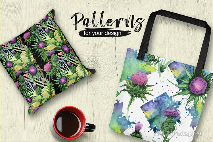 png素材 Thistle flowers PNG watercolor set