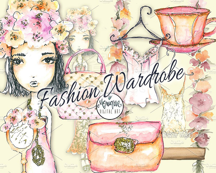 png素材 Fashion Girl clipart watercolor