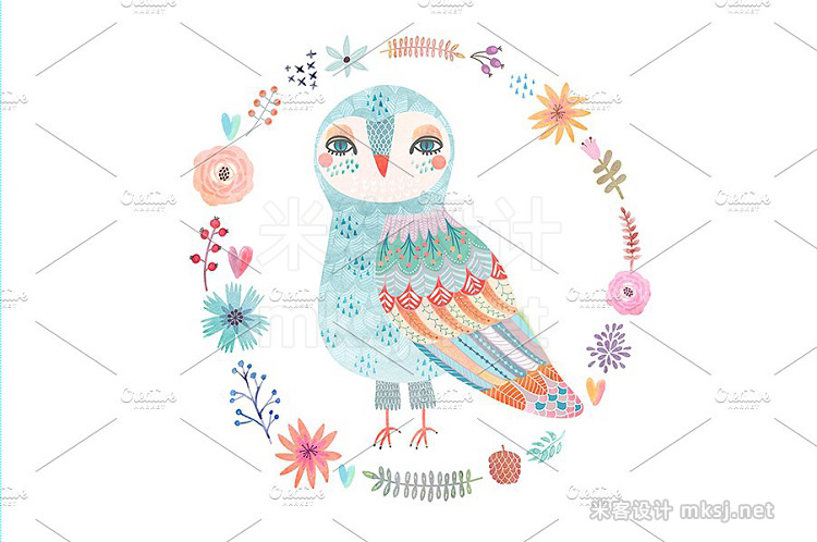 png素材 Watercolor owls clipart