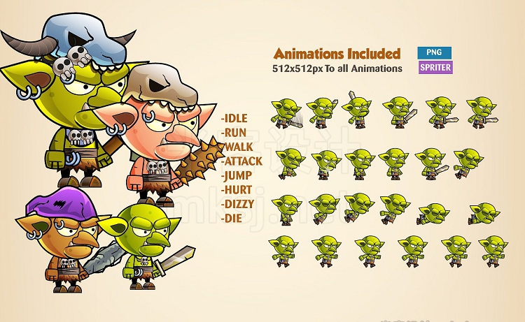 png素材 Goblins Game Character Sprites