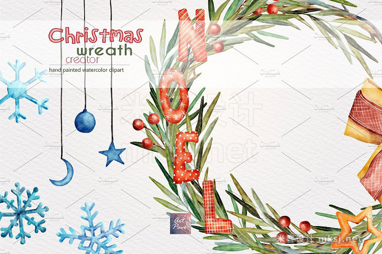 png素材 Christmas Wreath Creator Watercolor