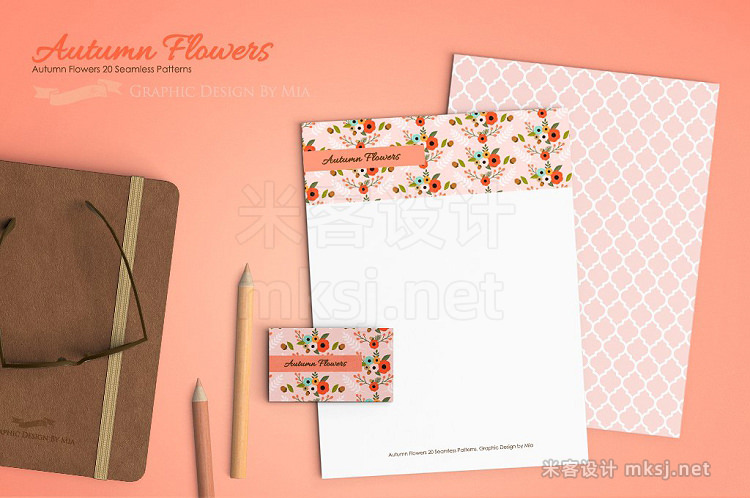 png素材 Autumn Flowers ClipartPattern set
