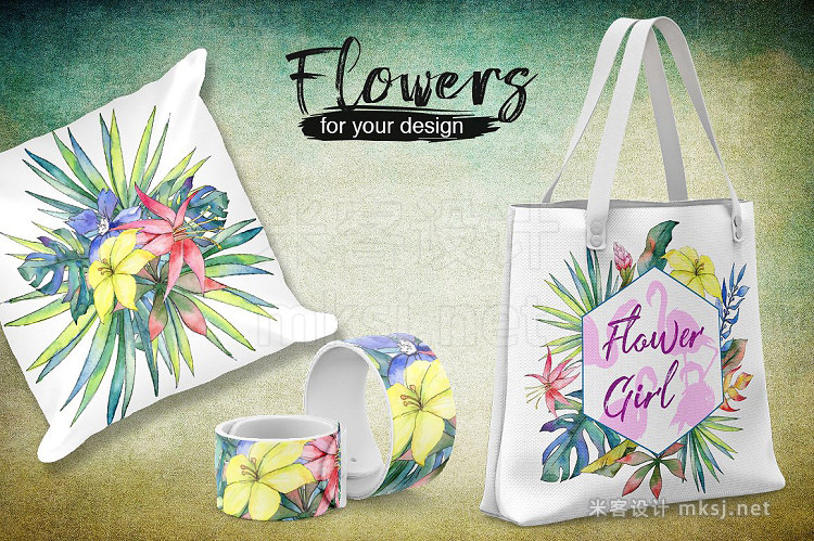 png素材 Tropical PNG watercolor flower set