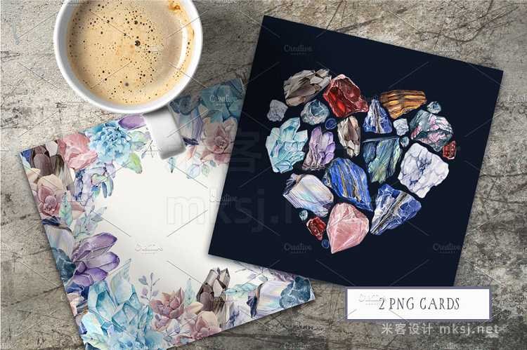 png素材 GEMSTONES watercolor collection