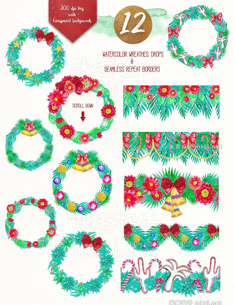 png素材 Christmas in California clipart set