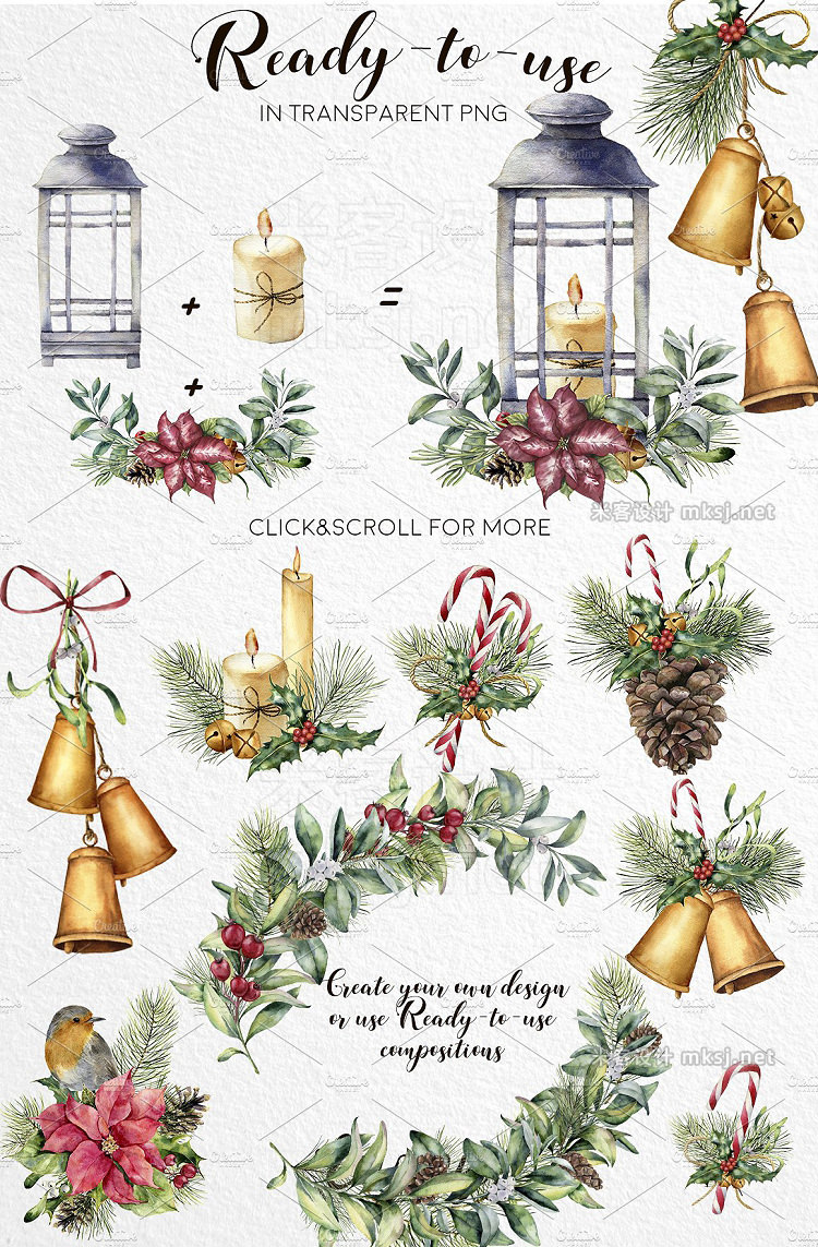 png素材 Elegant Christmas Watercolor bundle