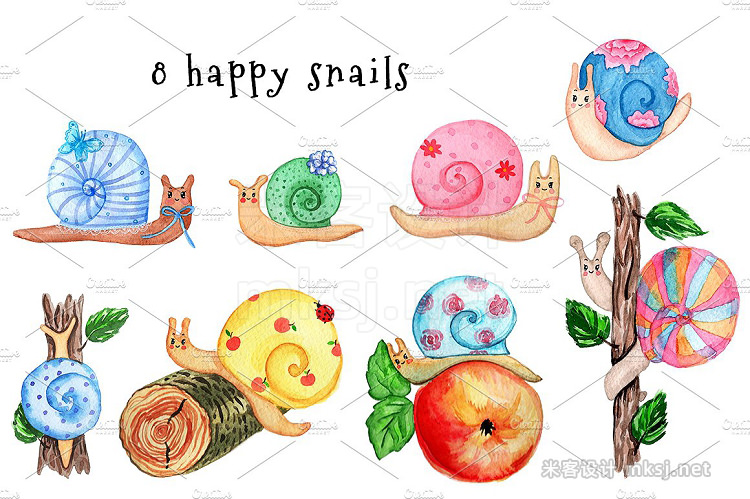 png素材 Watercolor clipart - SnailZ (Snails)