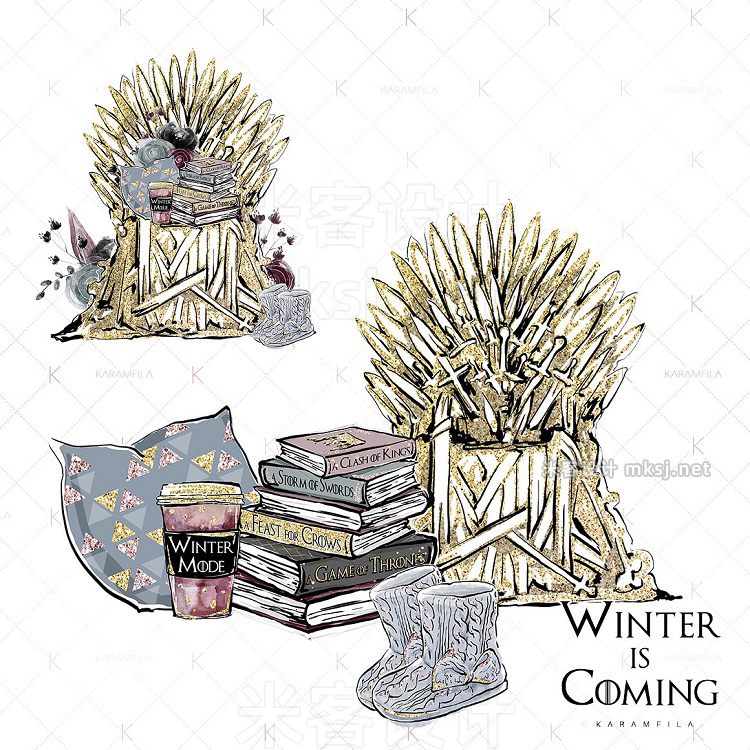 png素材 Whimsical Winter Fashion Clipart