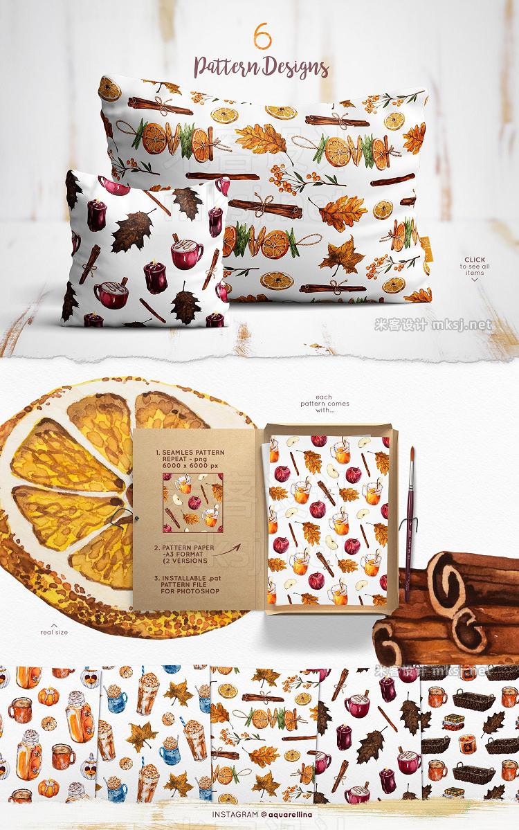 png素材 Autumn Coziness - Watercolour Set