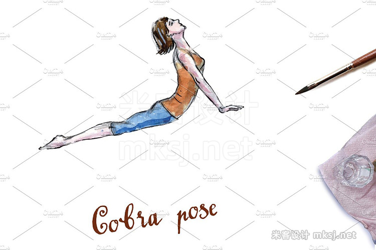 png素材 Watercolor yoga postures vector set