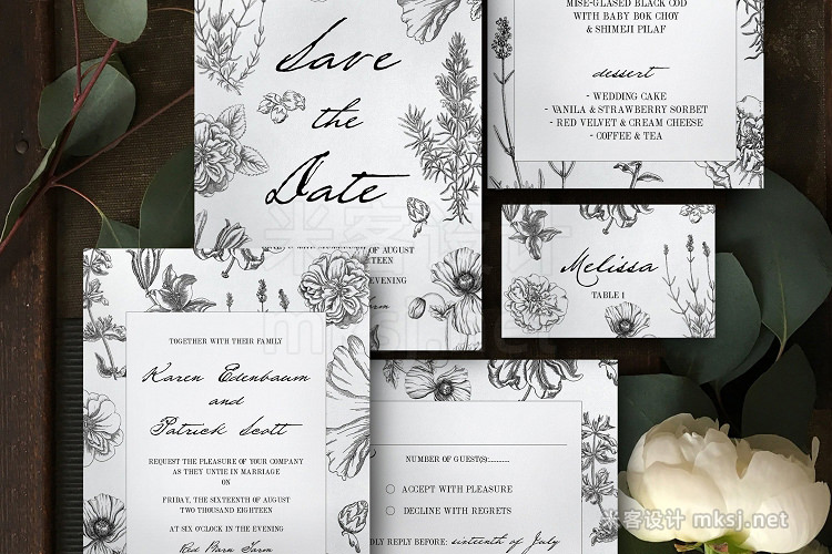 png素材 Botanical Wedding Invitation Suite