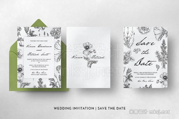 png素材 Botanical Wedding Invitation Suite